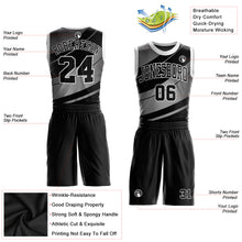 Load image into Gallery viewer, Custom Black Black-Gray Round Neck Sublimation Basketball Suit Jersey
