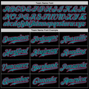 Custom Black Pink-Teal Authentic Baseball Jersey