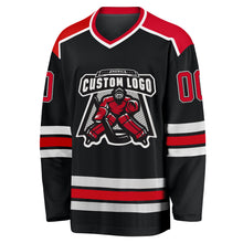Load image into Gallery viewer, Custom Black Red-White Hockey Jersey
