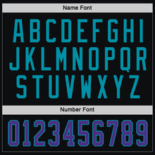 Load image into Gallery viewer, Custom Black Purple-Teal Hockey Jersey
