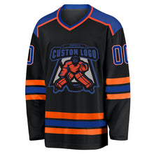 Load image into Gallery viewer, Custom Black Royal White-Orange Hockey Jersey
