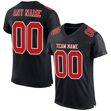 Custom Black Scarlet-White Mesh Authentic Football Jersey