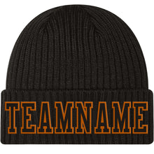 Load image into Gallery viewer, Custom Black Black-Texas Orange Stitched Cuffed Knit Hat
