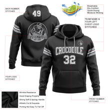 Load image into Gallery viewer, Custom Stitched Black White-Gray Football Pullover Sweatshirt Hoodie
