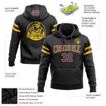 Load image into Gallery viewer, Custom Stitched Black Purple-Gold Football Pullover Sweatshirt Hoodie
