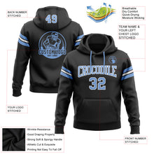 Load image into Gallery viewer, Custom Stitched Black Light Blue-White Football Pullover Sweatshirt Hoodie
