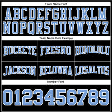 Load image into Gallery viewer, Custom Stitched Black Light Blue-White Football Pullover Sweatshirt Hoodie
