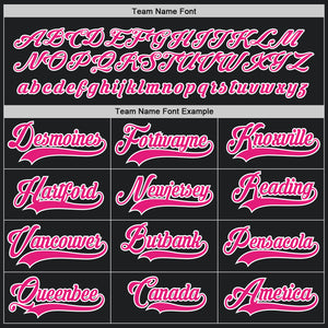 Custom Black Hot Pink-White Hockey Jersey