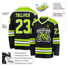 Load image into Gallery viewer, Custom Black Neon Green-White Hockey Jersey

