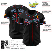 Load image into Gallery viewer, Custom Black Black Light Blue-Red Authentic Baseball Jersey
