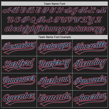 Load image into Gallery viewer, Custom Black Black Light Blue-Red Authentic Baseball Jersey
