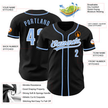 Load image into Gallery viewer, Custom Black Light Blue-White Authentic Baseball Jersey
