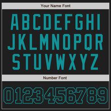 Load image into Gallery viewer, Custom Black Black-Teal Authentic Baseball Jersey
