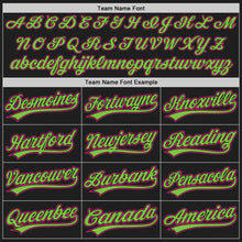 Load image into Gallery viewer, Custom Black Hot Pink-Neon Green Authentic Baseball Jersey
