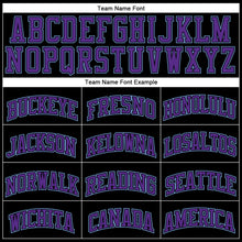 Load image into Gallery viewer, Custom Black Purple-Light Blue Authentic Throwback Basketball Jersey
