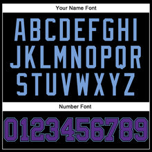 Load image into Gallery viewer, Custom Black Purple-Light Blue Authentic Throwback Basketball Jersey
