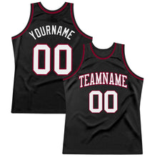 Load image into Gallery viewer, Custom Black White-Maroon Authentic Throwback Basketball Jersey
