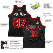 Load image into Gallery viewer, Custom Black Red-White Authentic Throwback Basketball Jersey
