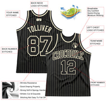 Load image into Gallery viewer, Custom Black Cream Pinstripe Black-Cream Authentic Basketball Jersey
