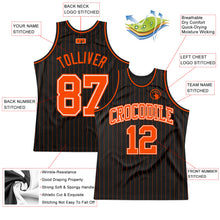 Load image into Gallery viewer, Custom Black Orange Pinstripe Orange-White Authentic Basketball Jersey
