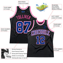 Load image into Gallery viewer, Custom Black Royal Pinstripe Royal-Pink Authentic Basketball Jersey
