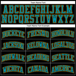 Custom Black Teal Pinstripe Teal-Gold Authentic Basketball Jersey