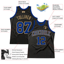 Load image into Gallery viewer, Custom Black Old Gold Pinstripe Royal-Old Gold Authentic Basketball Jersey
