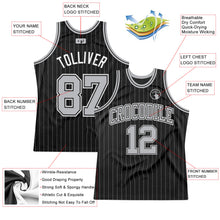 Load image into Gallery viewer, Custom Black Gray Pinstripe Gray-Black Authentic Basketball Jersey
