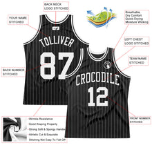 Load image into Gallery viewer, Custom Black White Pinstripe White Authentic Basketball Jersey
