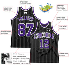 Load image into Gallery viewer, Custom Black White Pinstripe Purple-White Authentic Basketball Jersey
