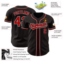 Load image into Gallery viewer, Custom Black Red Pinstripe Red-White Authentic Baseball Jersey

