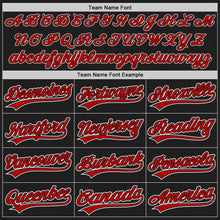 Load image into Gallery viewer, Custom Black Red Pinstripe Red-White Authentic Baseball Jersey
