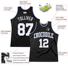 Load image into Gallery viewer, Custom Black White Gray-Navy Authentic Throwback Basketball Jersey
