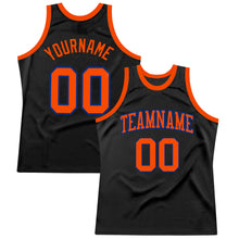 Load image into Gallery viewer, Custom Black Orange-Royal Authentic Throwback Basketball Jersey
