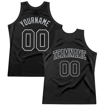 Custom Black Gray Authentic Throwback Basketball Jersey