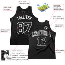 Load image into Gallery viewer, Custom Black White Authentic Throwback Basketball Jersey
