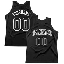 Load image into Gallery viewer, Custom Black White Authentic Throwback Basketball Jersey
