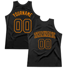 Load image into Gallery viewer, Custom Black Bay Orange Authentic Throwback Basketball Jersey
