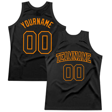 Custom Black Bay Orange Authentic Throwback Basketball Jersey
