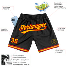 Load image into Gallery viewer, Custom Black Gold-Red Authentic Throwback Basketball Shorts
