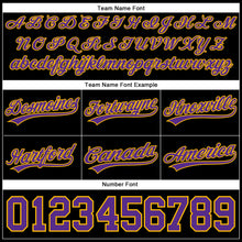 Load image into Gallery viewer, Custom Black Purple-Gold Authentic Throwback Basketball Shorts
