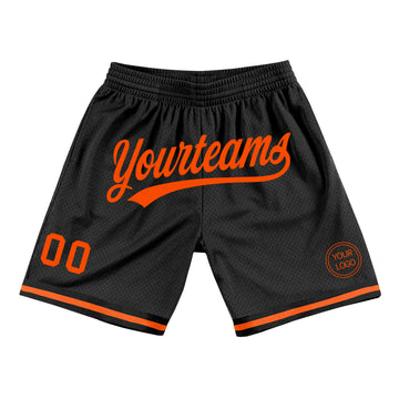 Custom Black Orange Authentic Throwback Basketball Shorts