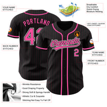 Load image into Gallery viewer, Custom Black Pink Pinstripe Pink-White Authentic Baseball Jersey
