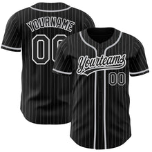 Load image into Gallery viewer, Custom Black White Pinstripe Black-Gray Authentic Baseball Jersey
