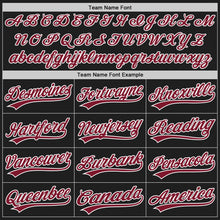 Load image into Gallery viewer, Custom Black White Pinstripe Crimson Authentic Baseball Jersey

