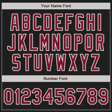 Load image into Gallery viewer, Custom Black White Pinstripe Crimson Authentic Baseball Jersey
