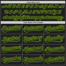 Load image into Gallery viewer, Custom Black White Pinstripe Black-Neon Green Authentic Baseball Jersey
