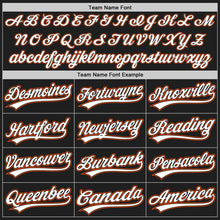 Load image into Gallery viewer, Custom Black White Pinstripe White-Orange Authentic Baseball Jersey
