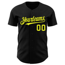 Load image into Gallery viewer, Custom Black Neon Yellow Authentic Baseball Jersey
