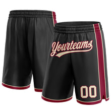 Load image into Gallery viewer, Custom Black Cream-Maroon Authentic Basketball Shorts
